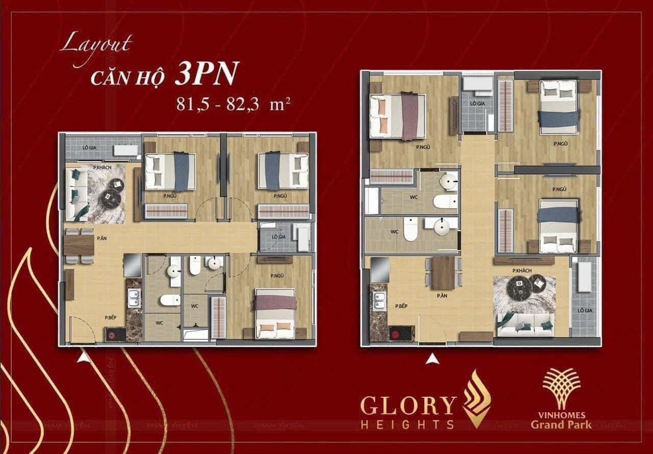 Căn góc 3PN Glory Heights Vinhomes Grand Park đối diện TTTM Vincom, quãng trường, chỉ 50tr/m2