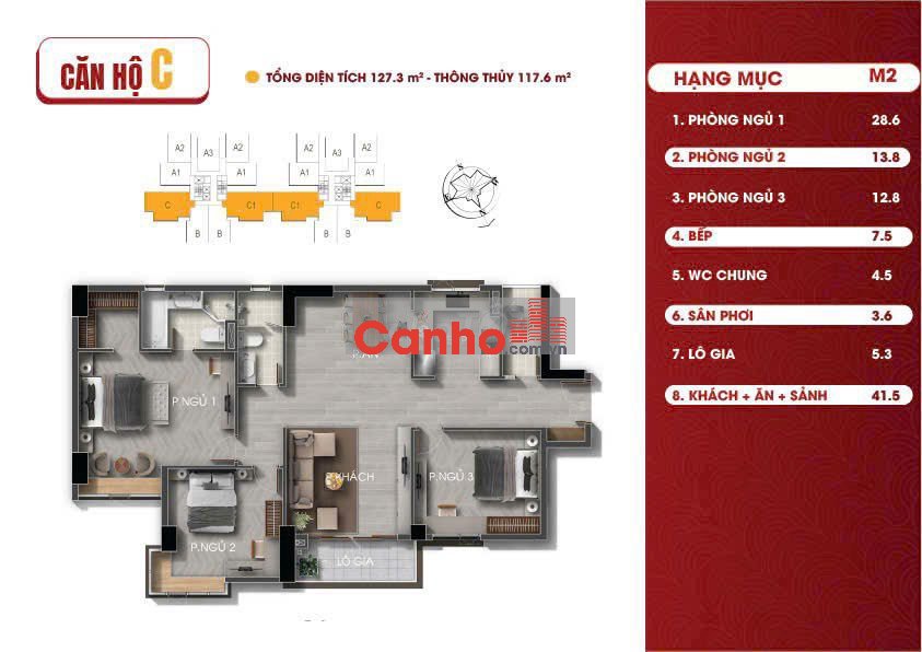 Terra Luxury diện tích 127.5m2 3pn 3WC