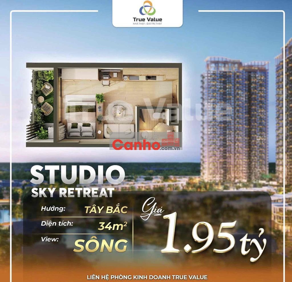 34.5m2 1PN 1WC, tầng đẹp toà S2, view thoáng mát, vốn tự có chỉ 470tr