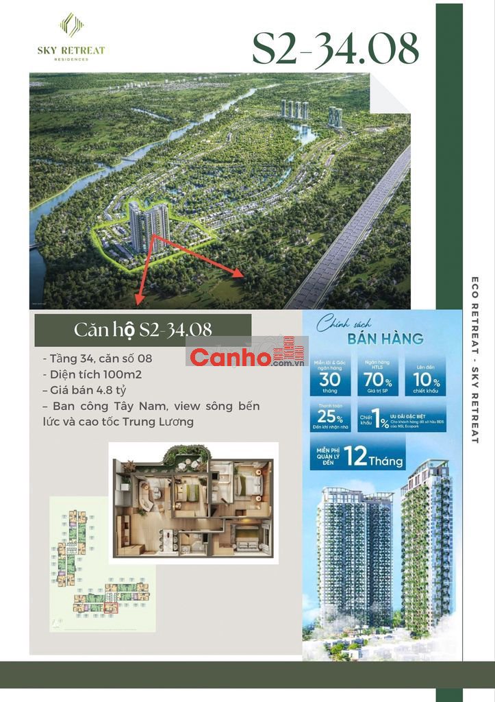 ✨ CĂN HỘ VIEW SÔNG – ĐẲNG CẤP SỐNG XANH TẠI SKY RETREAT  100m2 3PN