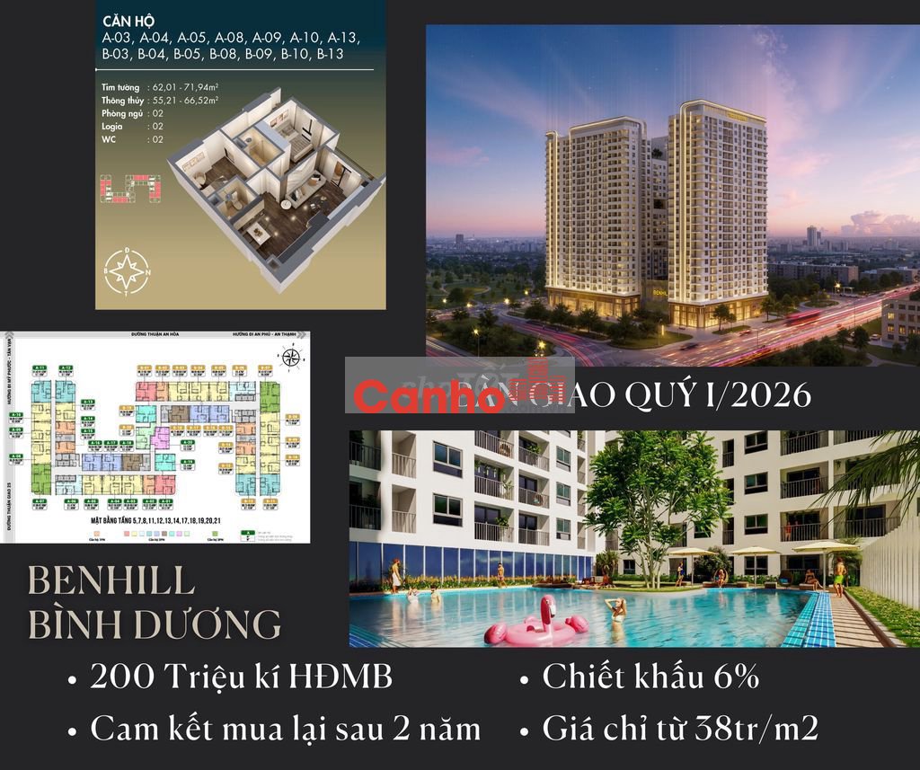 Quỹ ngoại giao Benhill Bình Dương, chỉ từ 38tr/m2, cam kết mua lại.