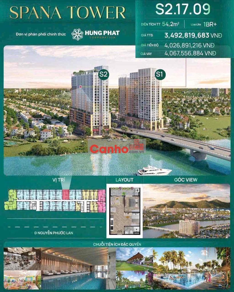 Độc Quyền Căn 1BR/54m2 view Sông Phao Hoa Tầng Cao - Giá Full 3,492 tỉ