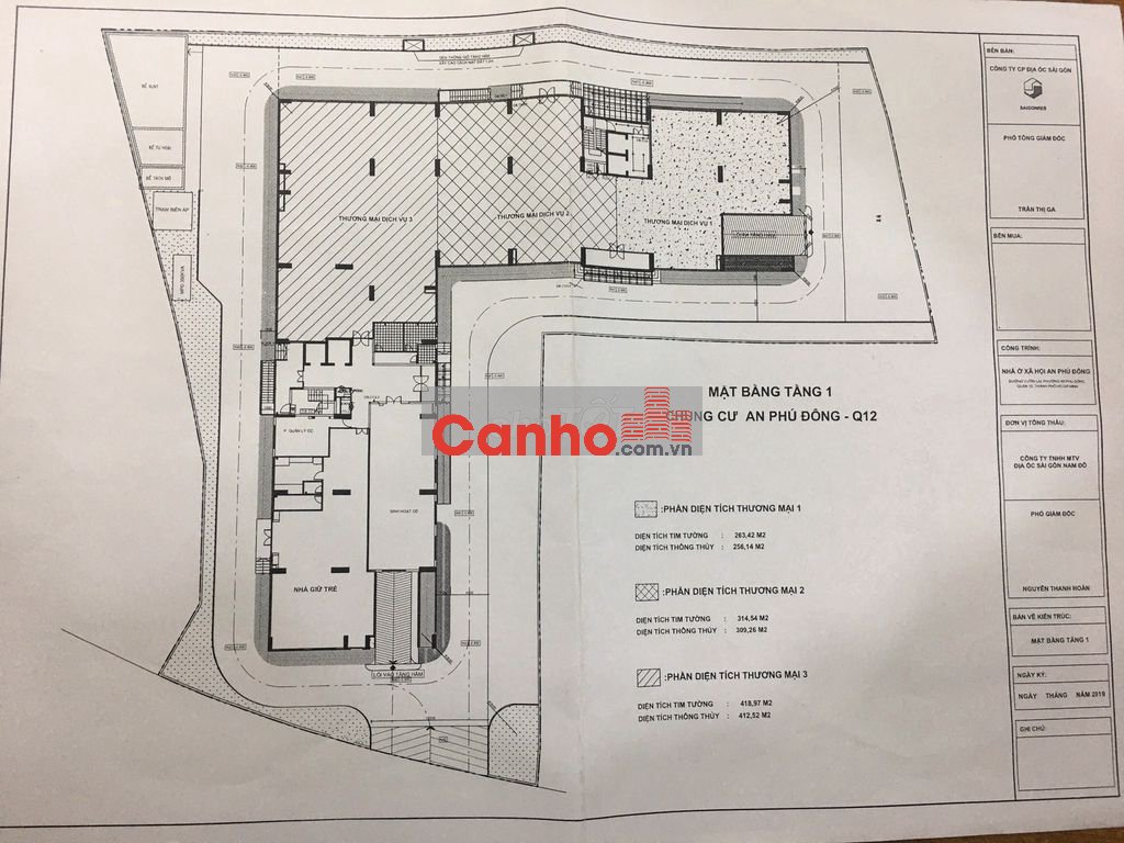 BÁN 977m2 SÀN THƯƠNG MẠI (TRỆT) CHUNG CƯ - CÓ SỔ HỒNG. GIÁ 16 TRIỆU/M2
