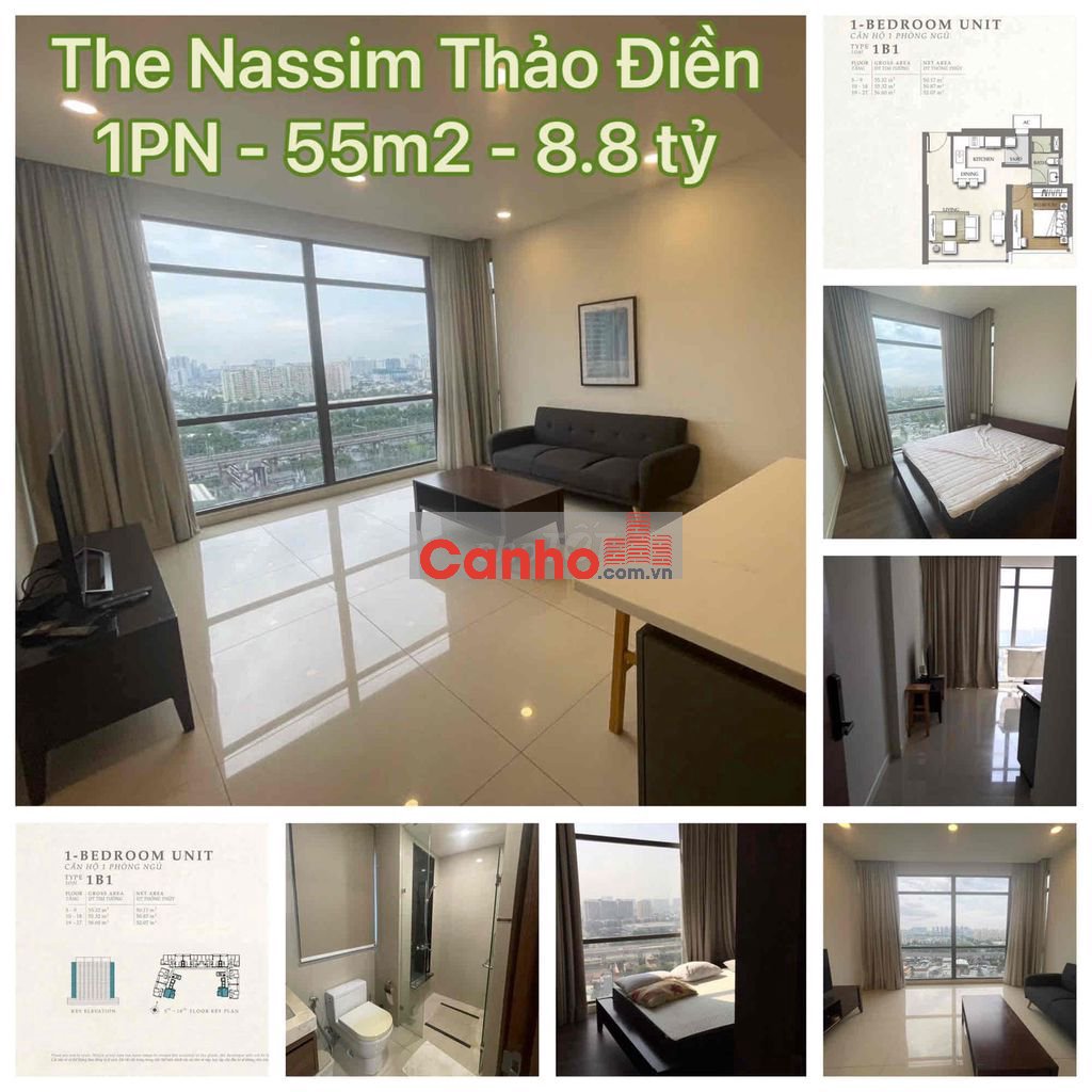 Cần bán căn hộ 55m2 1PN view Metro The Nassim Thảo Điền full NT 8.8 ty