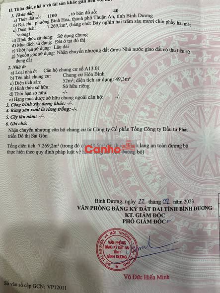 Bán căn hộ 2PN CC Hòa Bình Thuận An - Iris Tower - Park View -TPHCM