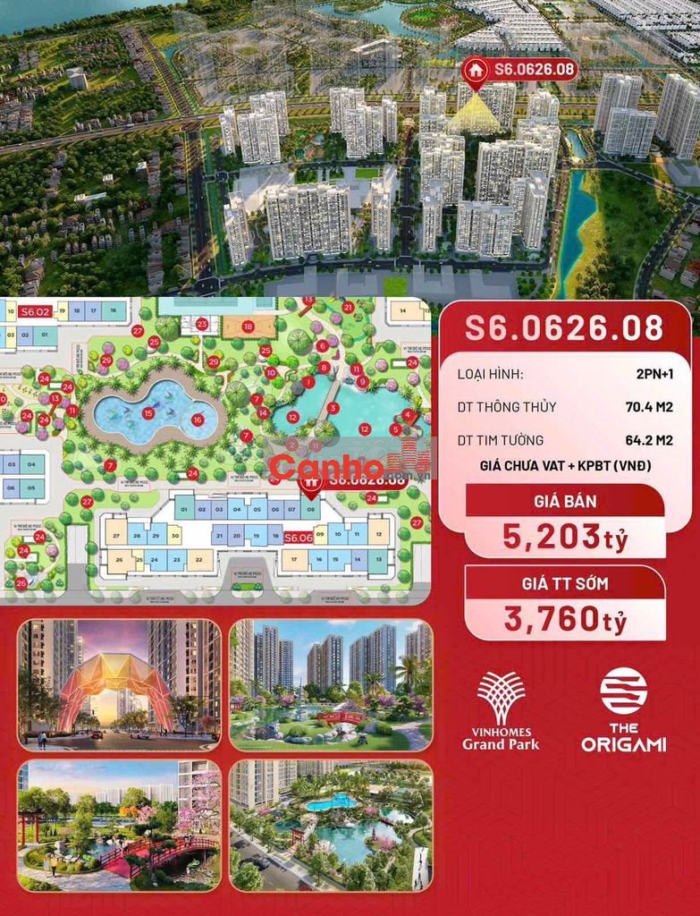 Thanh lý Căn 2PN+ DT 70m2. Hàng mới CĐT. Giá 3tỷ760. Thanh toán 180 N