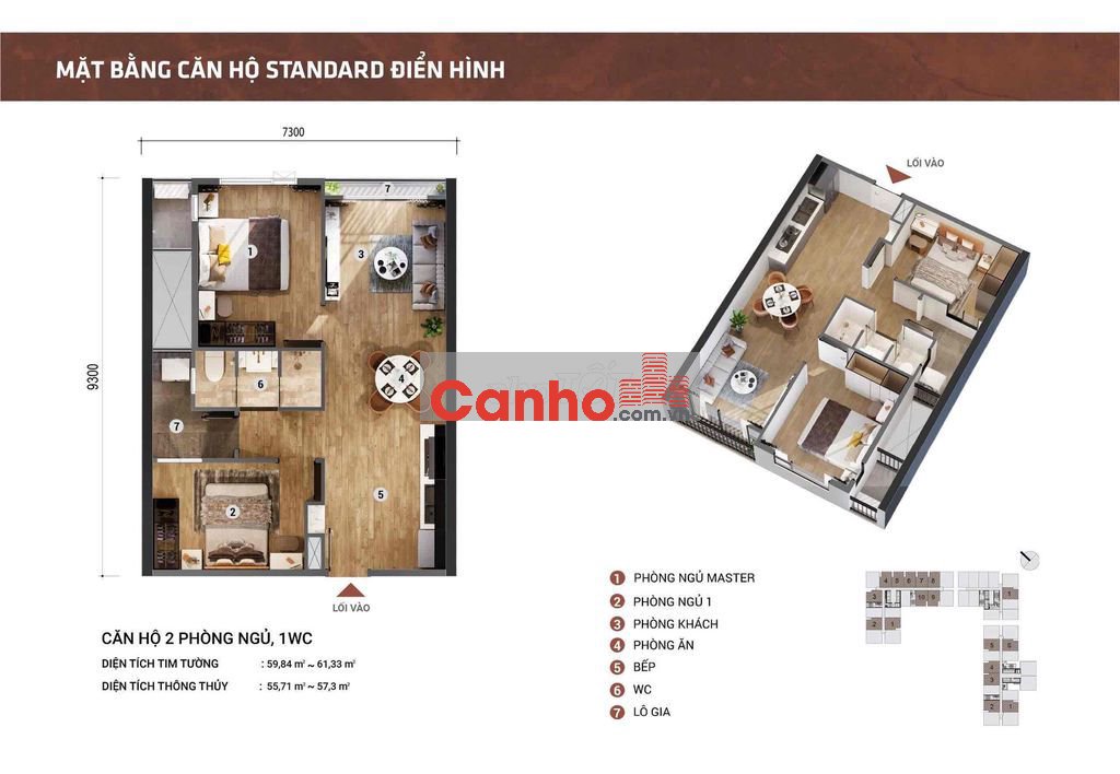 Căn hộ 2 Pn 1 Vs cao cấp