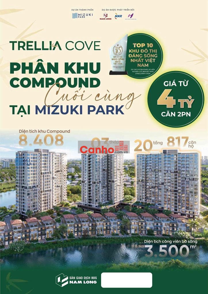 Trellia Cove - Phân Khu cuối cùng của Đô Thị Mizuki- 2PN-2WC