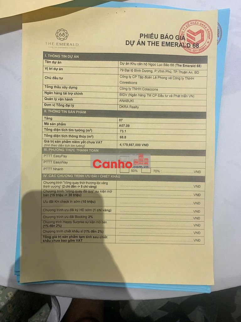 Bảng Giá The Emerald 68 chi tiết từng căn, liên hệ nhận tư vấn ngay