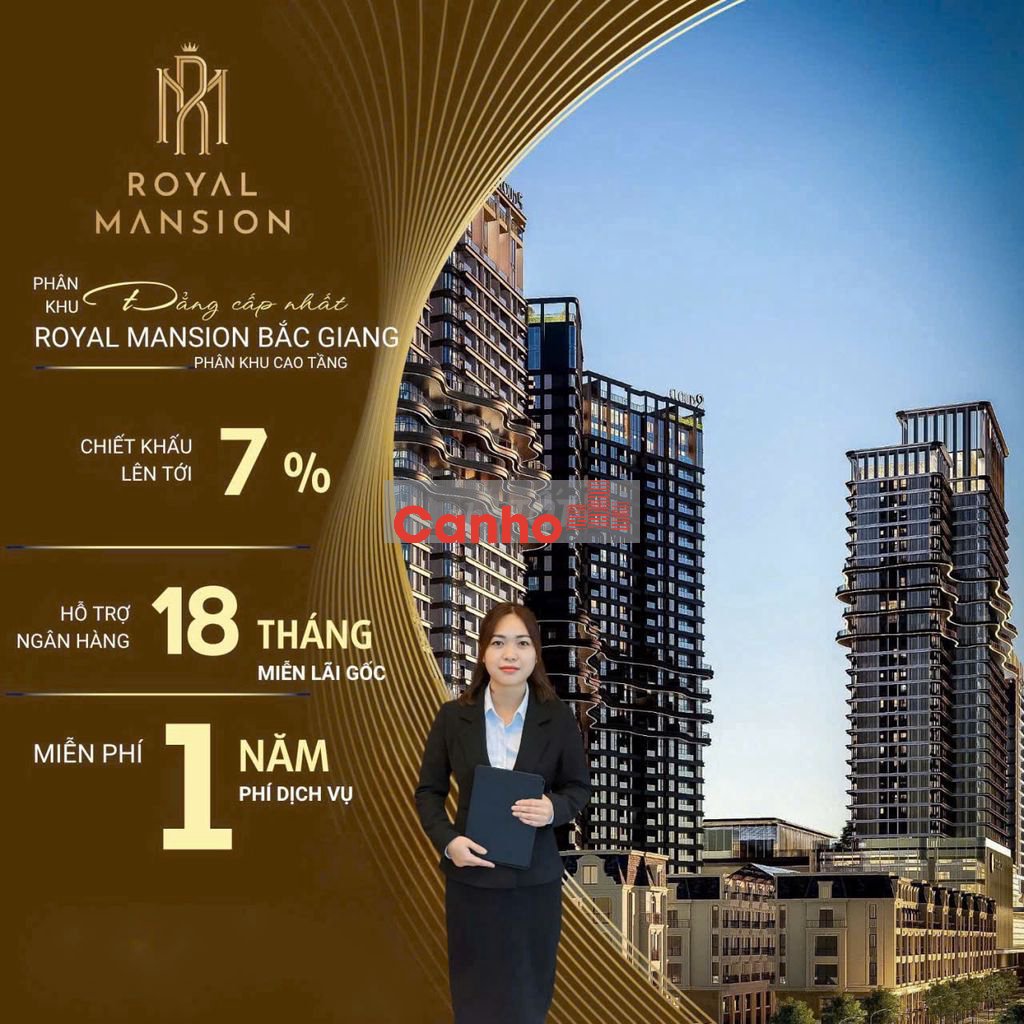 Nhận booking Dự án ROYAL MANSION TOWER Bắc Ninh, CK 7%, NH hỗ trợ 70%