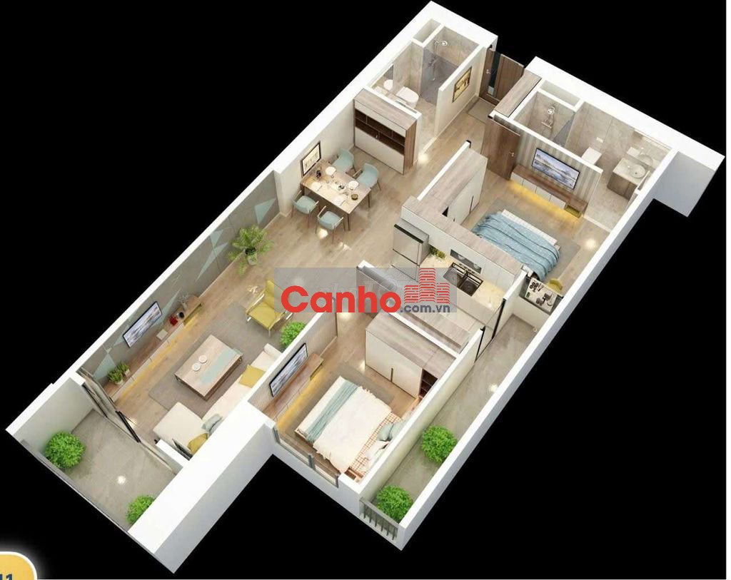 Căn hộ 2PN, 2VS, 79.3m2, tòa Usilk 104, Hà Đông