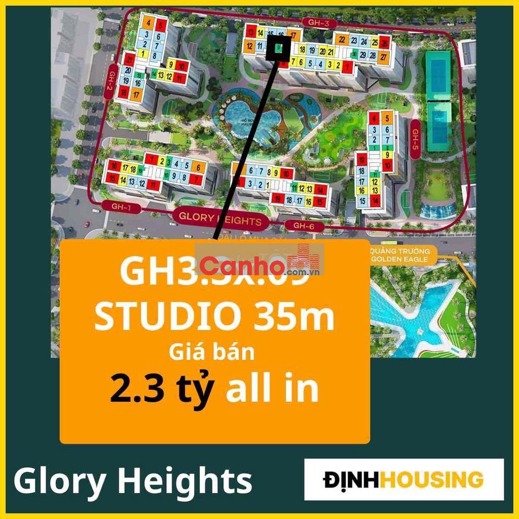 Studio Glory Heights 35m 2.3 tỷ Vinhomes Grand Park - view pháo hoa