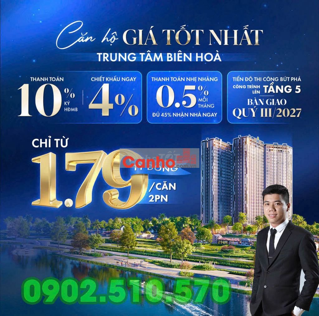 Căn hộ Fresia Riverside 2pn1wc 1.9ty đã VAT, TT 20% ngưng tới nhận nhà