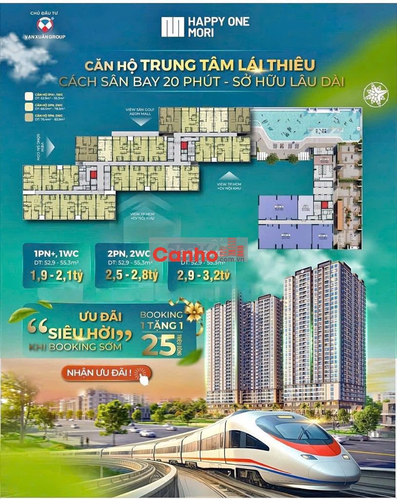Sở hữu căn hộ - liền kề AEON Mall, Metro số 3 và trục QL13 mở rộng.
