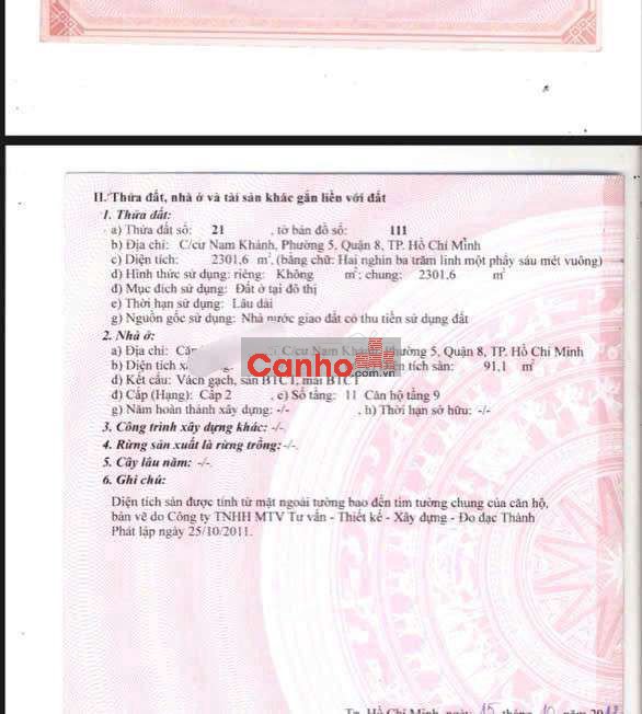 BÁN CHUNG CƯ HIMLAM - NAM KHÁNH P5 Q8