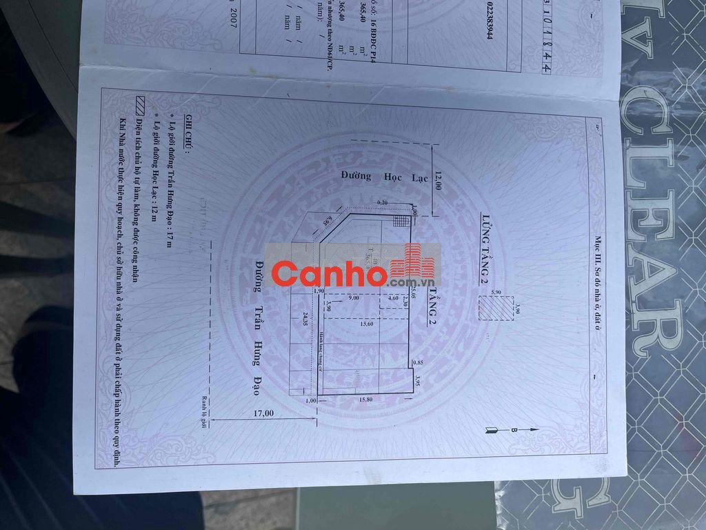 Bán chung cư , 612 Trần Hưng Đạo B 64 m2 , lầu 1 , giá 2,5 tỷ