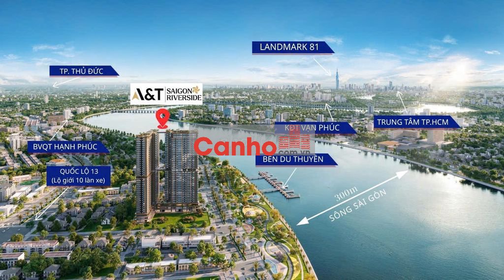 Căn Hộ A&T Sài Gòn Riveside - 62m2 giá 2 tỷ 8. Ngay Quốc Lộ 13 Thủ Đức