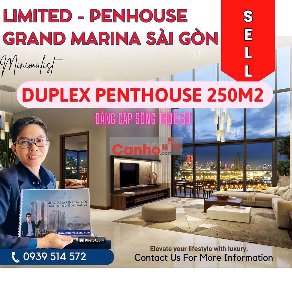 Căn Penthouse độc bản Grand Marina Sài Gòn trần cao 9m