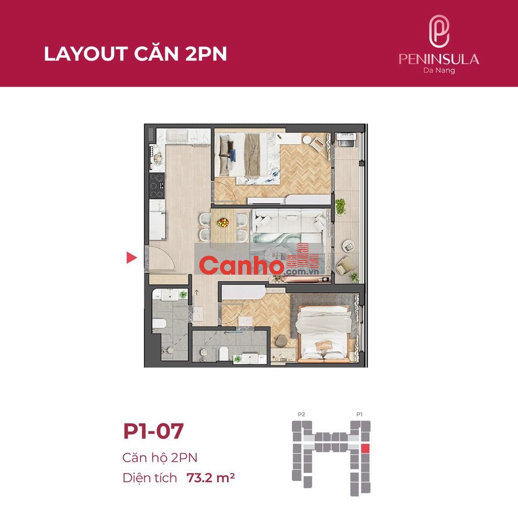 Suất ngoại giao căn 2PN view sông hàn dự án Peninsula Đà Nẵng