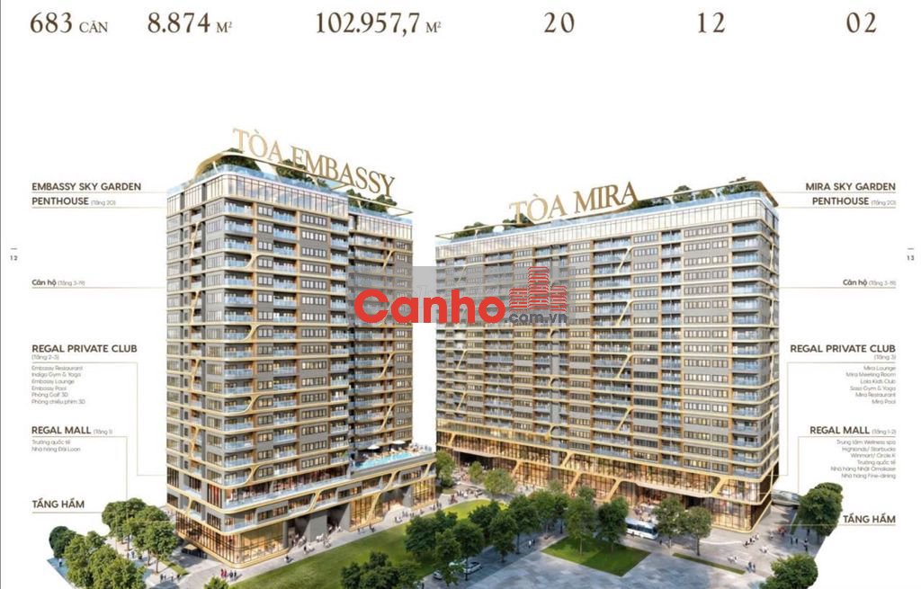 Căn hộ 1PN+cuối cùng, 59.5m2 giá ưu đãi tại toà Embassy, Regal Complex