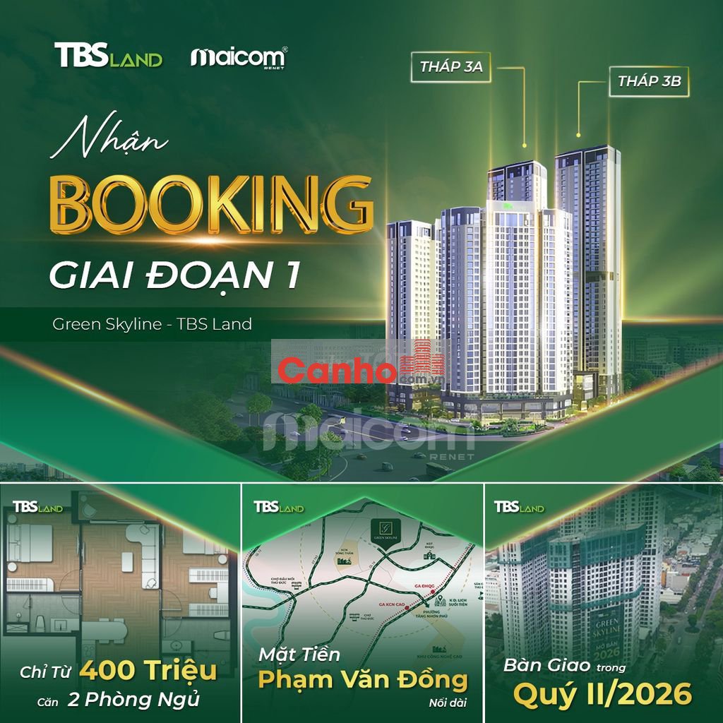 GREEN SKYLINE: GIÁ CHỈ TỪ 1,4 TỶ - SỞ HỮU TRONG TAY CĂN HỘ 2PN