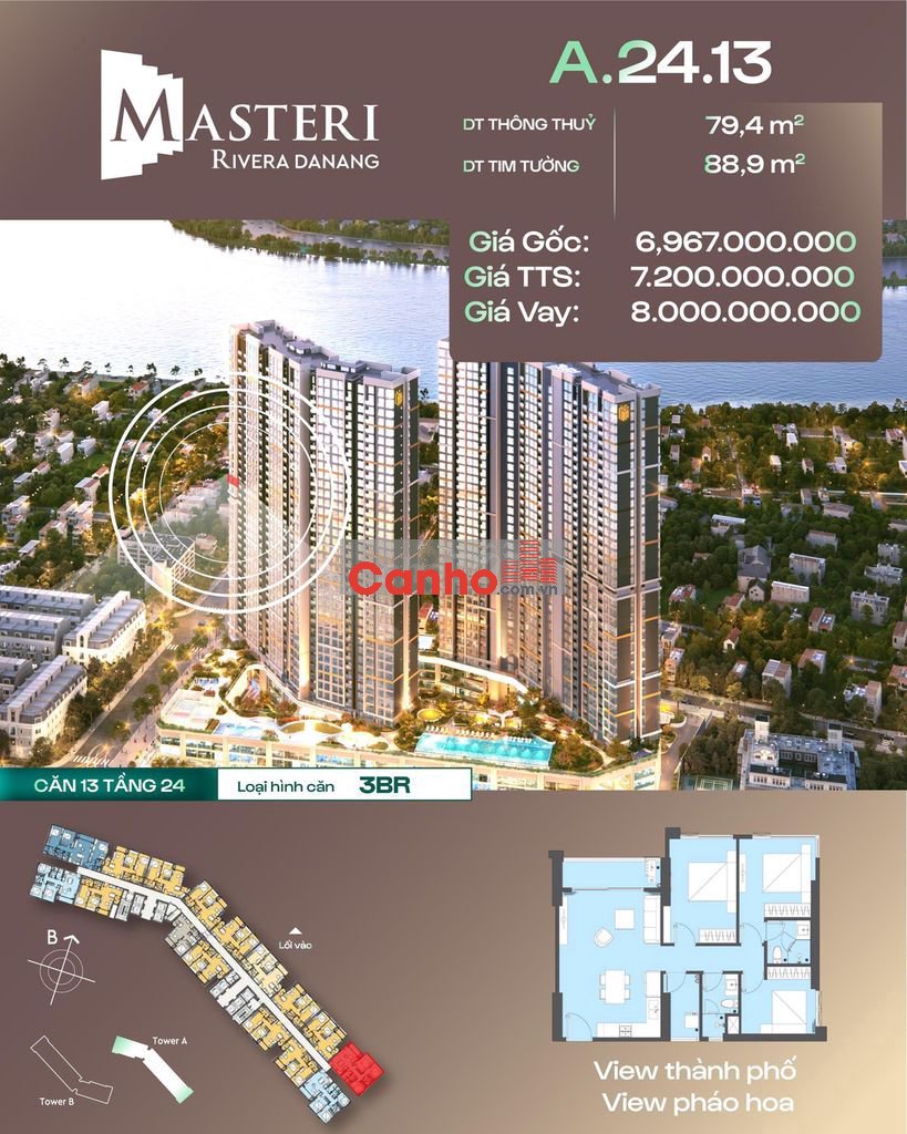 BÁN CĂN HỘ 3 PHÒNG NGỦ MASTERI RIVERA ĐÀ NẴNG 🌟