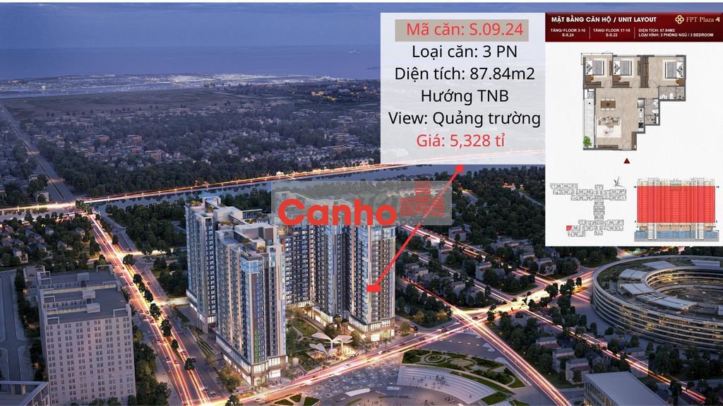 Chỉ 60tr/m2 Sở hữu ngay căn góc 3PN Full nội thất FPT4 cao cấp