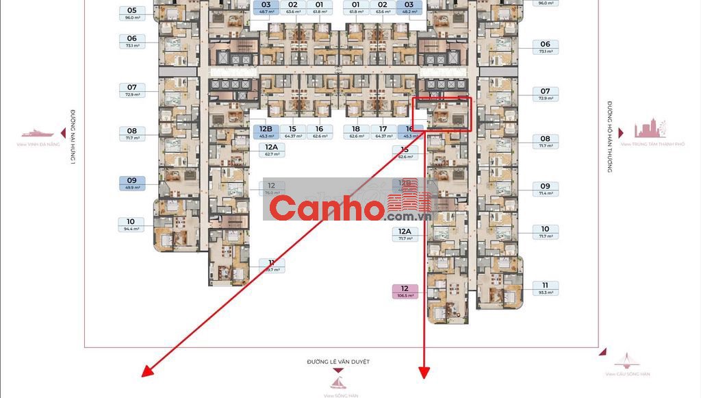 Cần bán CH 1PN 45,3m2 tầng 27 Peninsula Da Nang, View Sông Hàn