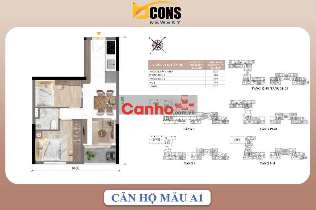 căn hộ 2 tỷ 6 (đã VAT) mặt tiền đường quốc lộ 13