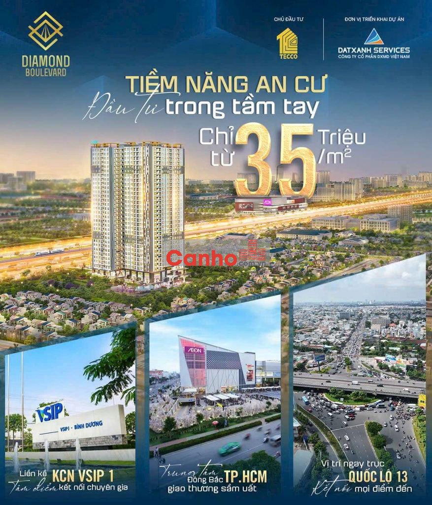 Dimond Boulevard Thuận An - Giỏ hàng CĐT chỉ từ 1.35 tỷ/ căn 1pn