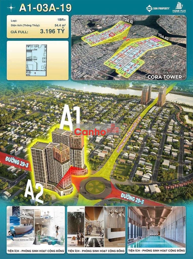Sun Cora Tower. Mở bán 53tr/1m2 Studio- 1pn 2pn 3pn.