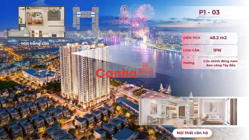 Căn 1PN Tầng Cao Peninsula Đà Nẵng 48m² View Biển Mỹ Khê Bao Thuế Phí