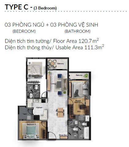 Căn hộ 5 sao kế bên sân bay TSN  120m2 3pn, 1 bồn tắm, 2 phòng tắm đứng 7ty 6