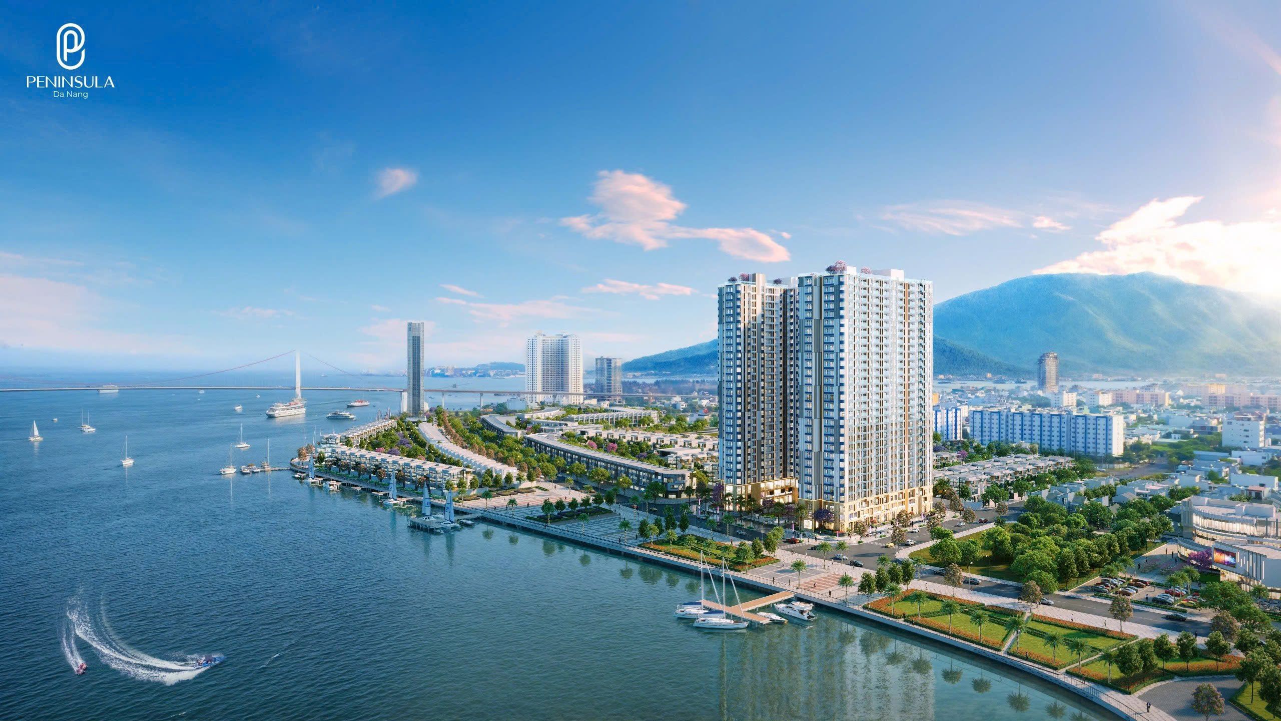 Bán căn hộ 2PN Peninsula Đà Nẵng tầng cao view đẹp thoáng mát. Biểu tượng bờ sông Hàn
