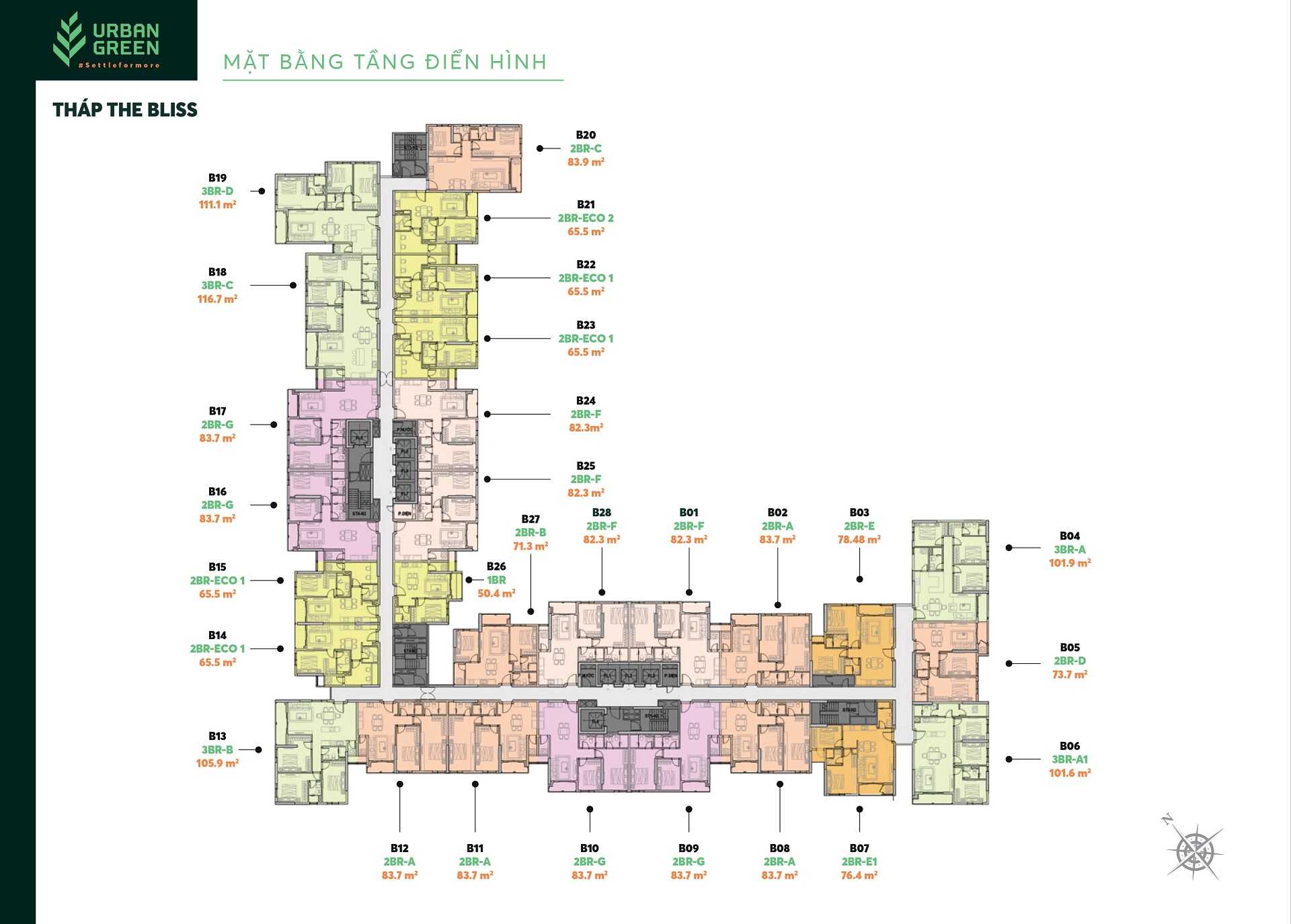 Cần bán căn 2PN Urban Green giá hợp đồng giá tốt